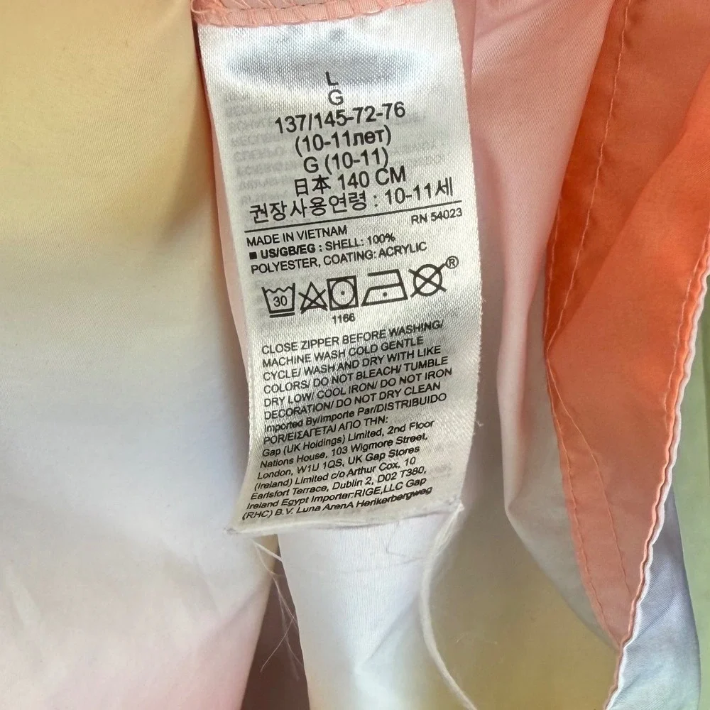 Gap Kids Girls Pastel Ombre Half Zip Hooded Windbreaker Jacket Pink Yellow 0385